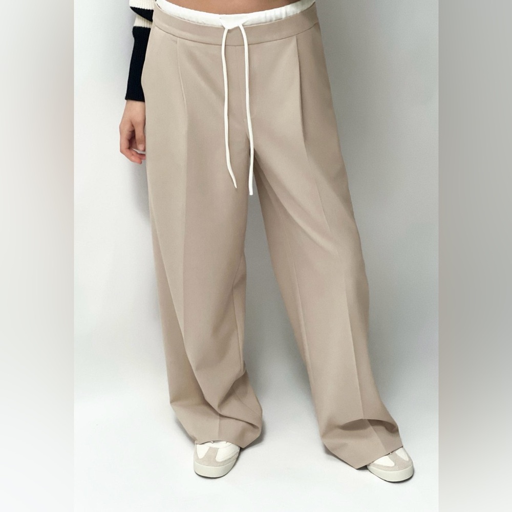 Zara double waisted wide leg pants